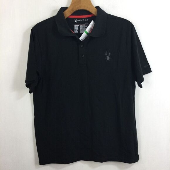 Spyder Mens Short Sleeve 1/4 Button Collared Polo Shirt Black Size Large NWT - Picture 5 of 6